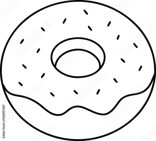 Raspberry Filled Donut Vector Line Art for Bakery Products, Menus, and Dessert Art