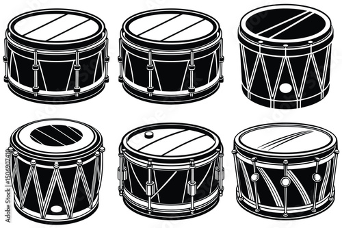 Dj Drum silhouette vector illustration isolated on white background.