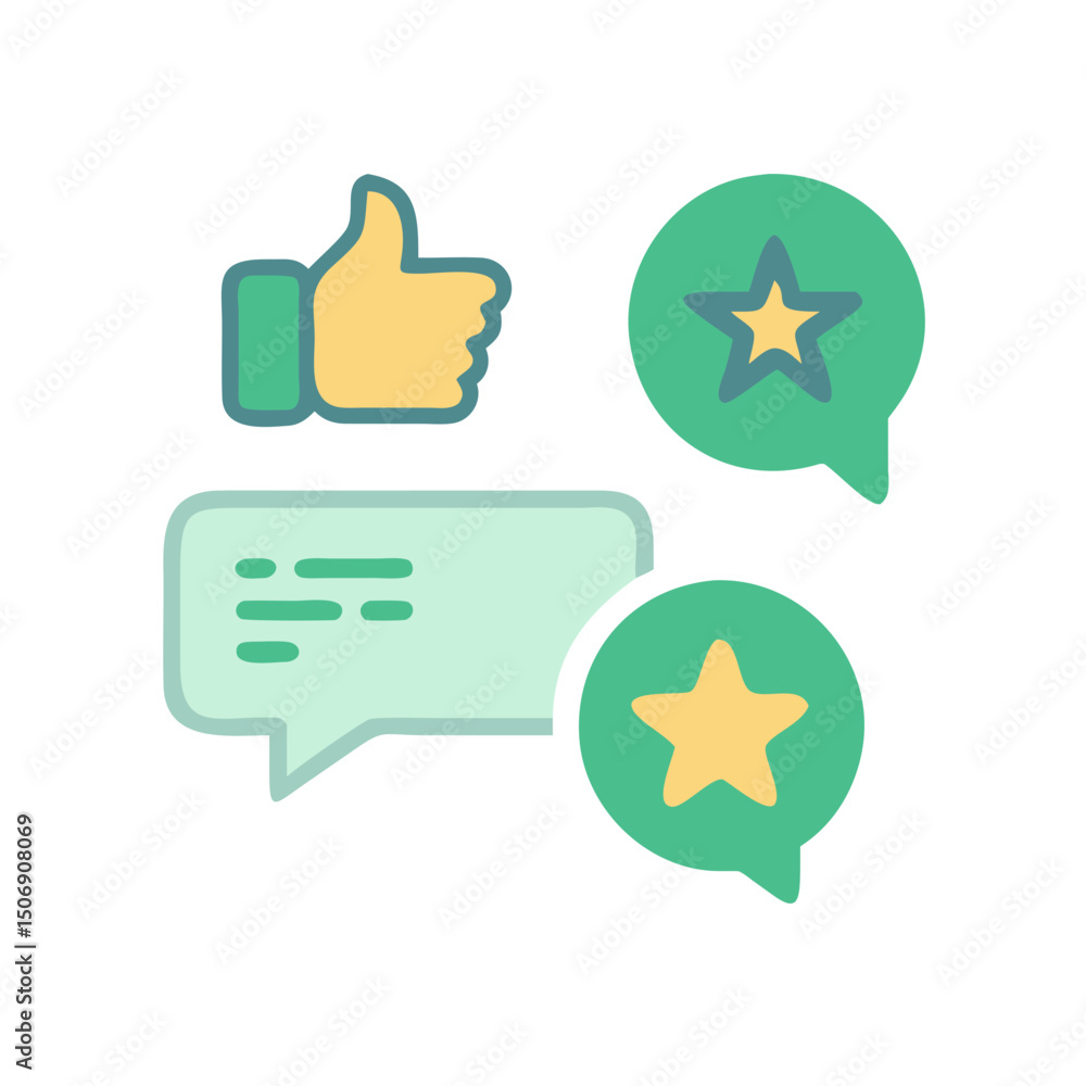 Fototapeta premium Customer Feedback and Review Icons with Speech Bubbles