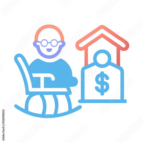 Retirement planning vector illustration with elderly person and savings