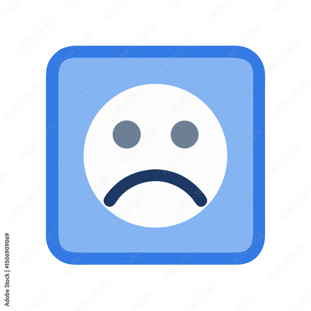 Sad face emoji icon in a blue rounded square Sad face emoji icon in a blue rounded square