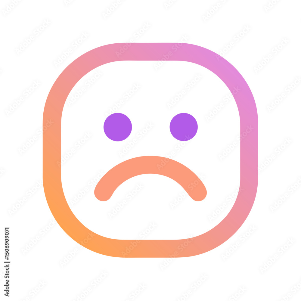 Gradient sad face icon on White Background, simple design Gradient sad face icon on White Background, simple design