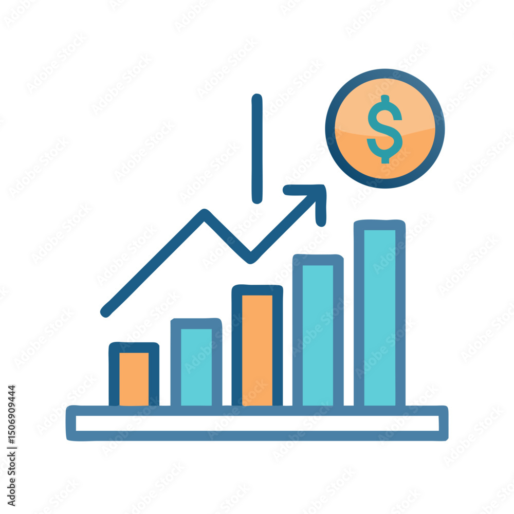 Rising Chart with Dollar Symbol Represents Financial Success Rising Chart with Dollar Symbol Represents Financial Success