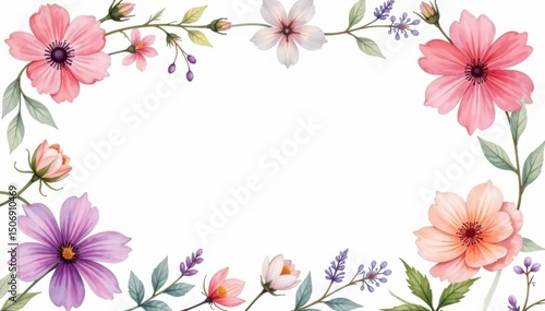 Wallpaper Mural Delicate watercolor floral pattern on white background, bloom, flowers, soft Torontodigital.ca