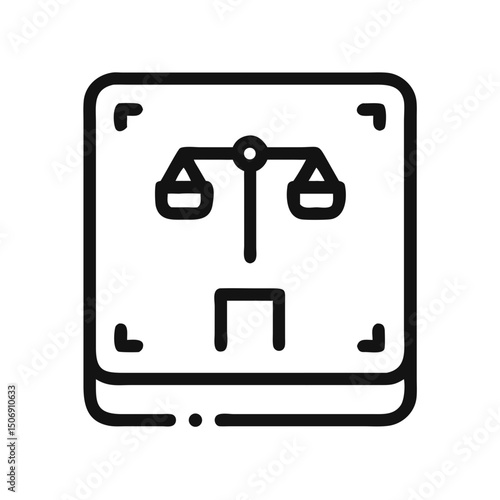 Minimalist Line Art Depiction of Scales of Justice Icon
