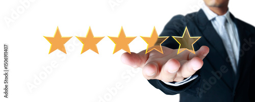 Customer satisfaction rating business review visual content professional environment close-up trustworthiness