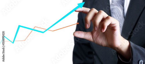 Business growth strategy office setting infographic professional environment close-up view data analysis trends