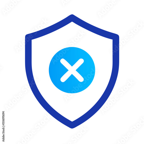 Protection Shield with Cross Symbolizing Security Error or Invalidation