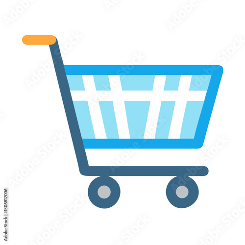 Blue shopping cart icon on White Background illustration