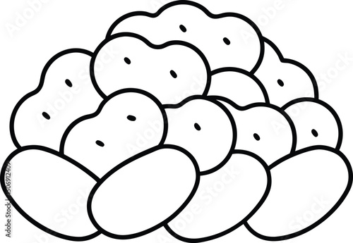 Tater Tots Vector Line Art for Kids Menus, Cafe Posters, and Fast Food Branding