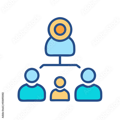 Stylized organizational chart showing hierarchy and team structure