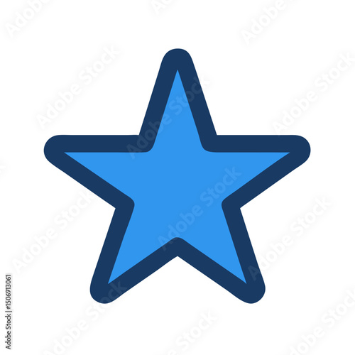 Isolated single blue star icon with thick outline stroke