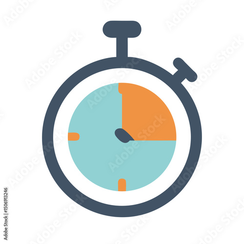 Stopwatch flat icon isolated against black backdrop for timekeeping