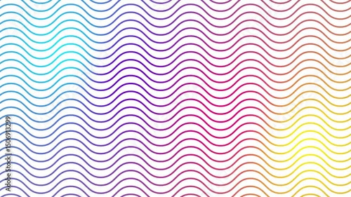 Animated colorful wavy lines. Linear background. Decorative pattern. Looped video. Vector illustration isolated on white background.