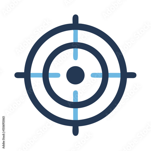 Blue target icon with crosshairs aiming at center point