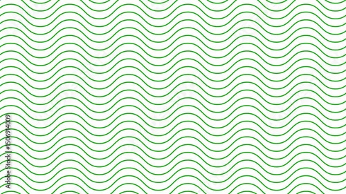 Animated green wavy lines. Linear background. Decorative pattern. Looped video. Vector illustration isolated on white background.