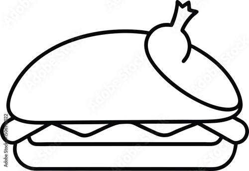 Turkey Pesto Panini Vector Line Art for Cafe Menus, Deli Posters, and Sandwich Icons