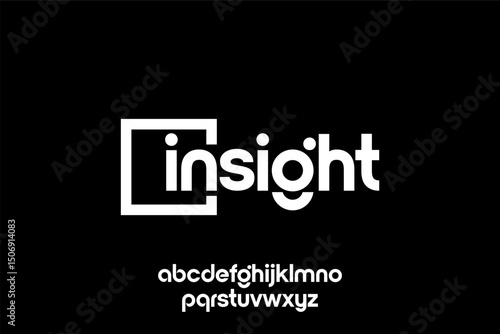 word insight ,  modern minimalist  geometric circular font with rounded edges.