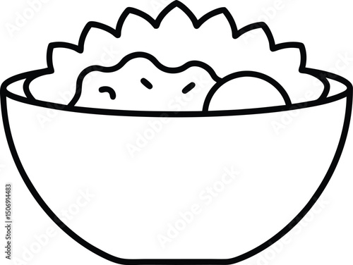Veggie Burrito Bowl Vector Line Art for Vegan Cafe Menus and Mexican Bowl Poster Art