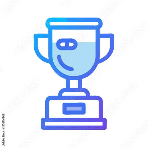 Gradient blue trophy icon against White Background illustration