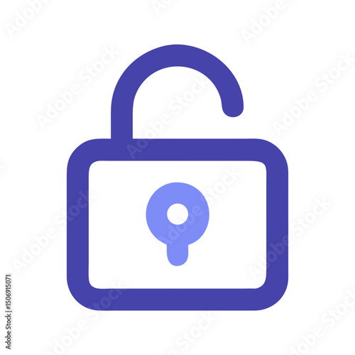 Unlocked purple padlock icon against a White Background