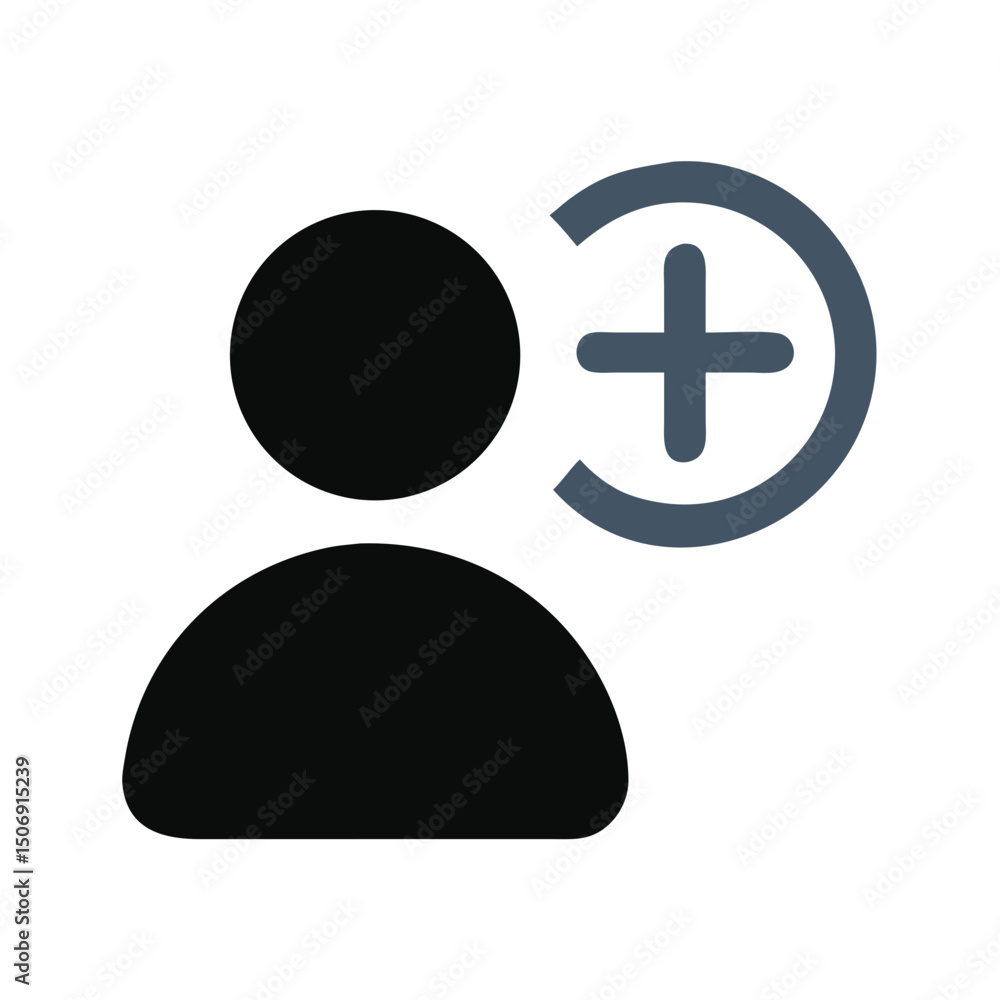 Obraz premium User icon with plus sign on White Background