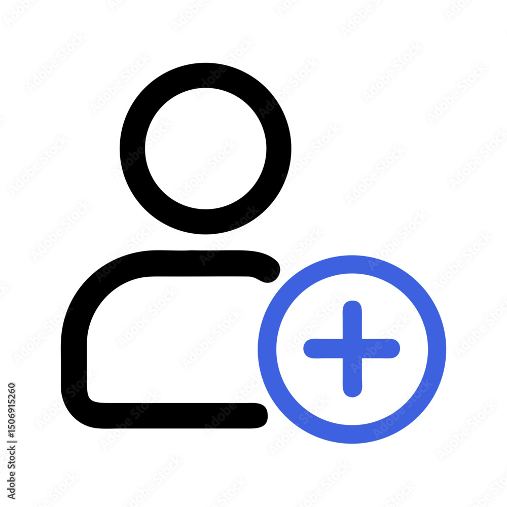 Blue plus sign symbol on a solid White Background Blue plus sign symbol on a solid White Background