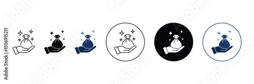 Set of Investment fund icon collection. containing cash, saving, invest symbol.