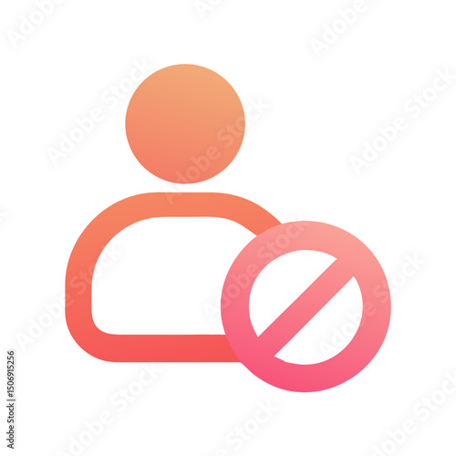 User account icon with restriction symbol, vibrant gradient