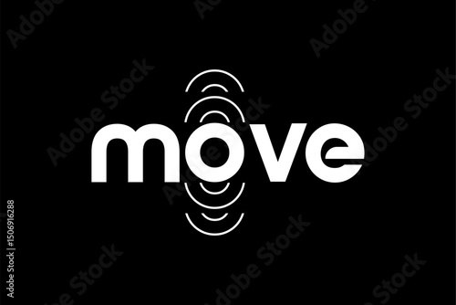 word move .modern minimalist  geometric circular font with rounded edges.