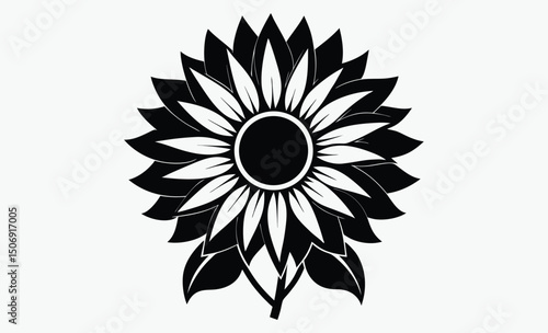 Sunflower Silhouette Vector Illustration