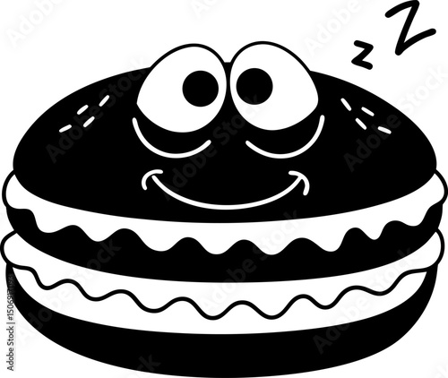 Cute cartoon dessert with smiling face and closed eyes, evoking joy and sweetness