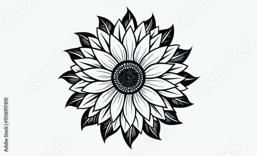 Sunflower Silhouette Vector Illustration