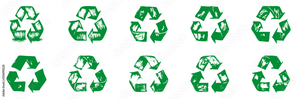 Fototapeta premium Recycling Symbol Variations Silhouette Set. Eco-Friendly Design Elements For Sustainability And Environmental Awareness. Isolated Vector Illustration Collection