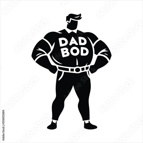 Dad bod body builder with muscles vector illustration