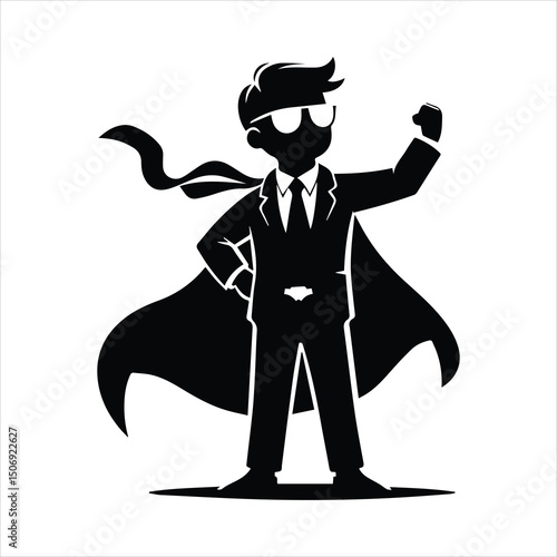 Dad superhero cartoon character cape vector illustration