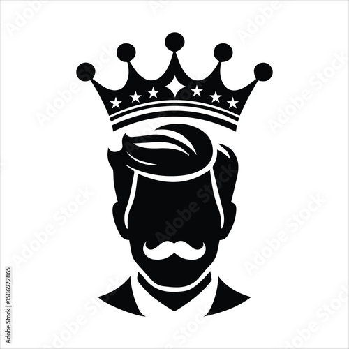 Dad with crown character logo vector illustration
