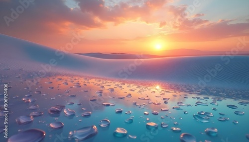 Mesmerizing Sunset Over Sand Dunes with Dramatic Sky

