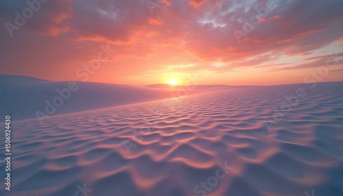Mesmerizing Sunset Over Sand Dunes with Dramatic Sky

