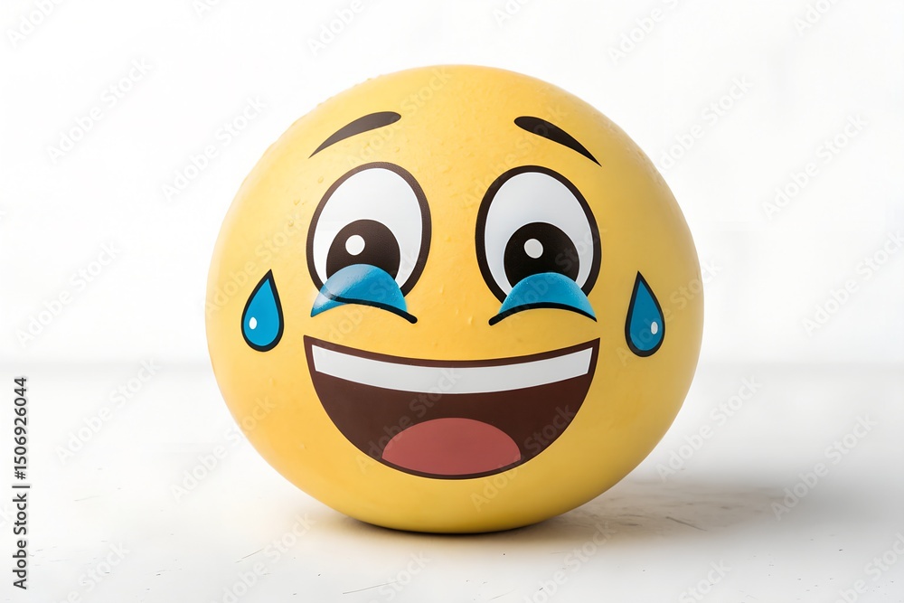 Fototapeta premium 3D yellow happy emoticon ball with egg illustration