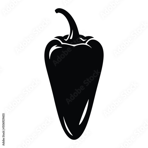 Tabasco Pepper Silhouette, Vector, Illustration, Icon, Logo, White Background.