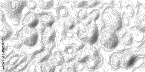 paper cut 3d render topography abstract, beautiful white Background. geometric map relief texture with curved layers and shadow. Realistic papercut decoration textured with wavy vector design.