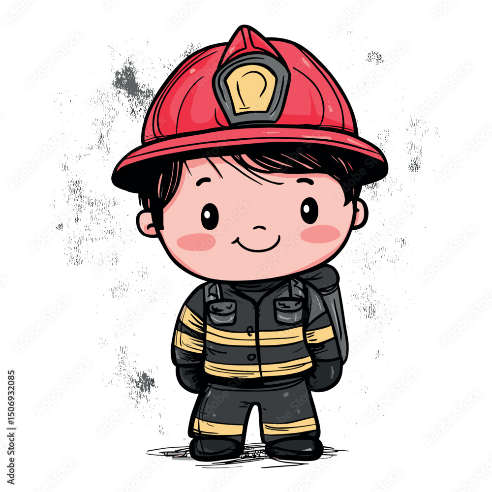 happy cute firefighter childish isolated vector illustration happy cute firefighter childish isolated vector illustration