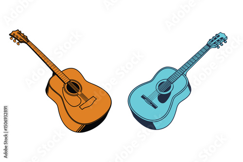 Acoustic Guitar Silhouette Vector Illustration Musical Instrument Design	