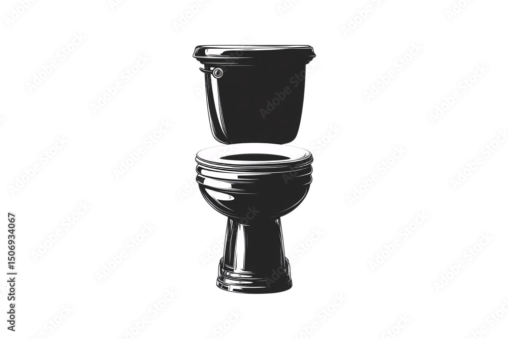 Classic toilet illustration with detailed highlights, rounded shape and thick lid, isolated on a transparent background Classic toilet illustration with detailed highlights, rounded shape and thick lid, isolated on a transparent background
