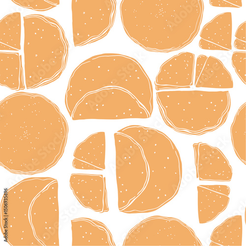 Hand-drawn crepes, thin pancakes. Vector  seamless pattern