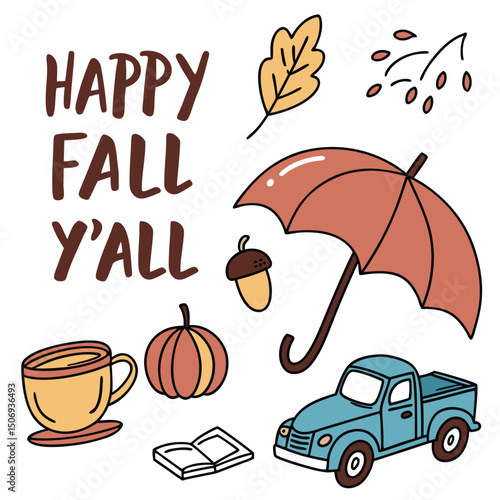 Happy fall y'all element vector.