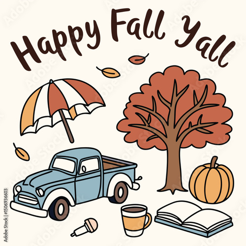 Happy fall y'all element vector.