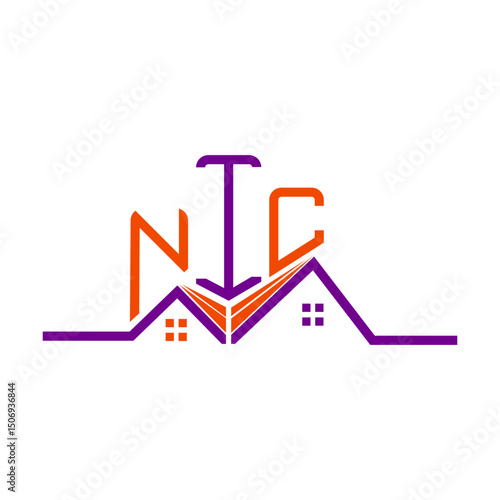 NIC Real State logo design, NIC simple and modern logo. NIC luxurious alphabet design