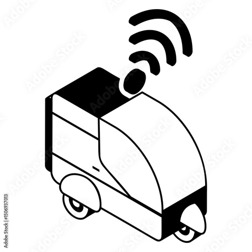 Lorry without a steering isometric Concept , One person POD car Vector Icon Design, Future transportation Symbol, Driverless Greener Transport innovation Sign, Autonomous aerial vehicle Illustration